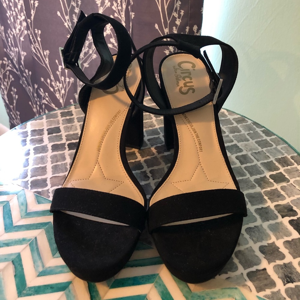 Black strappy heels